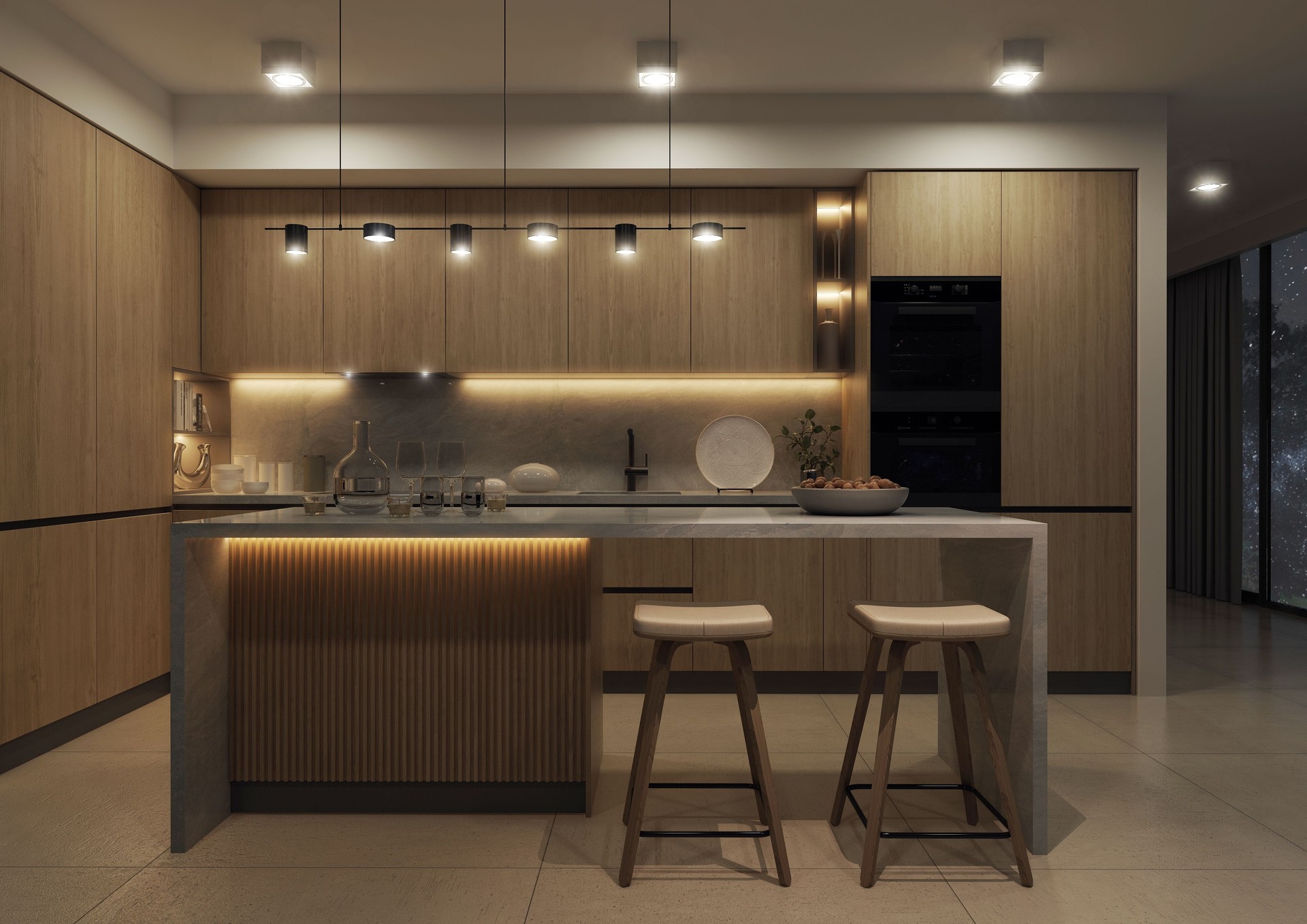 A modern spacious kitchen with a free-standing kitchen island. A modern spacious kitchen with a free-standing kitchen island.